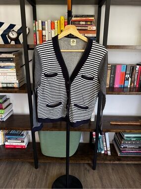 Anthropologie • Tiny Striped V-Neck Cardigan